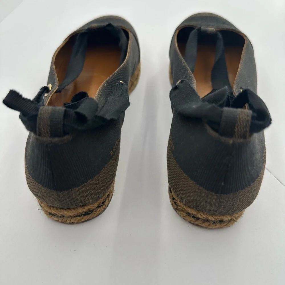 Fendi Black & Brown Pequin Ballet Espadrilles | Size 5 | Authentic